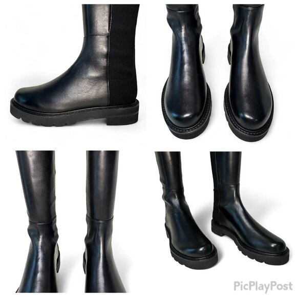 Stuart Weitzman 5050 Lift Over the Knee Flat Leather Boots Black, NEW IN BOX - 7 - Picture 13 of 16